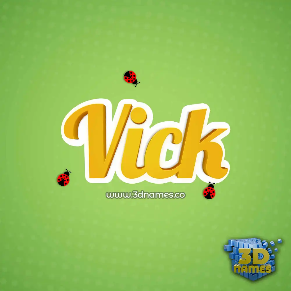 vick in Ladybugs style - 3D name wallpaper