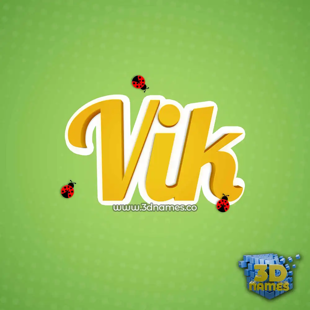 vik in Ladybugs style - 3D name wallpaper