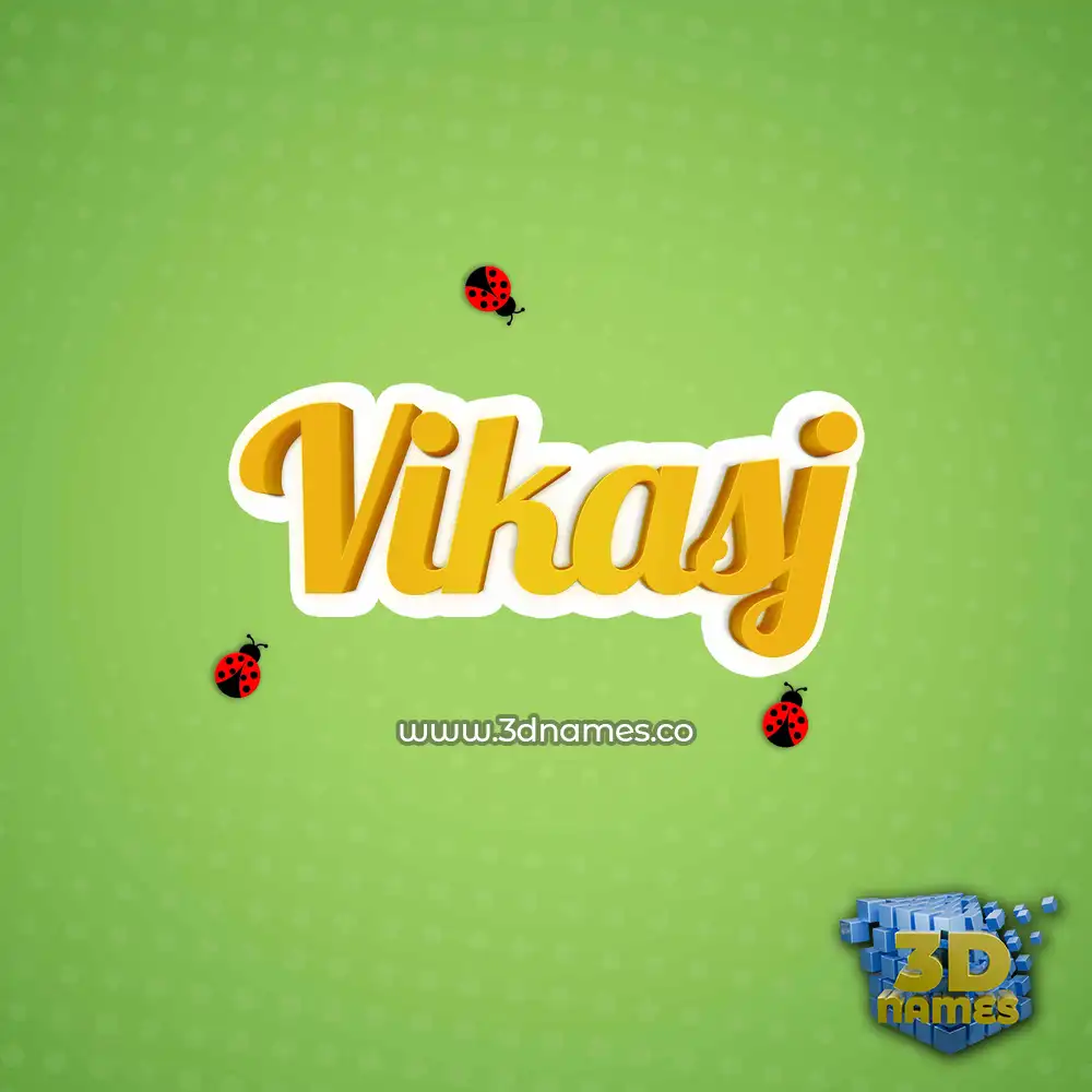 vikasj in Ladybugs style - 3D name wallpaper