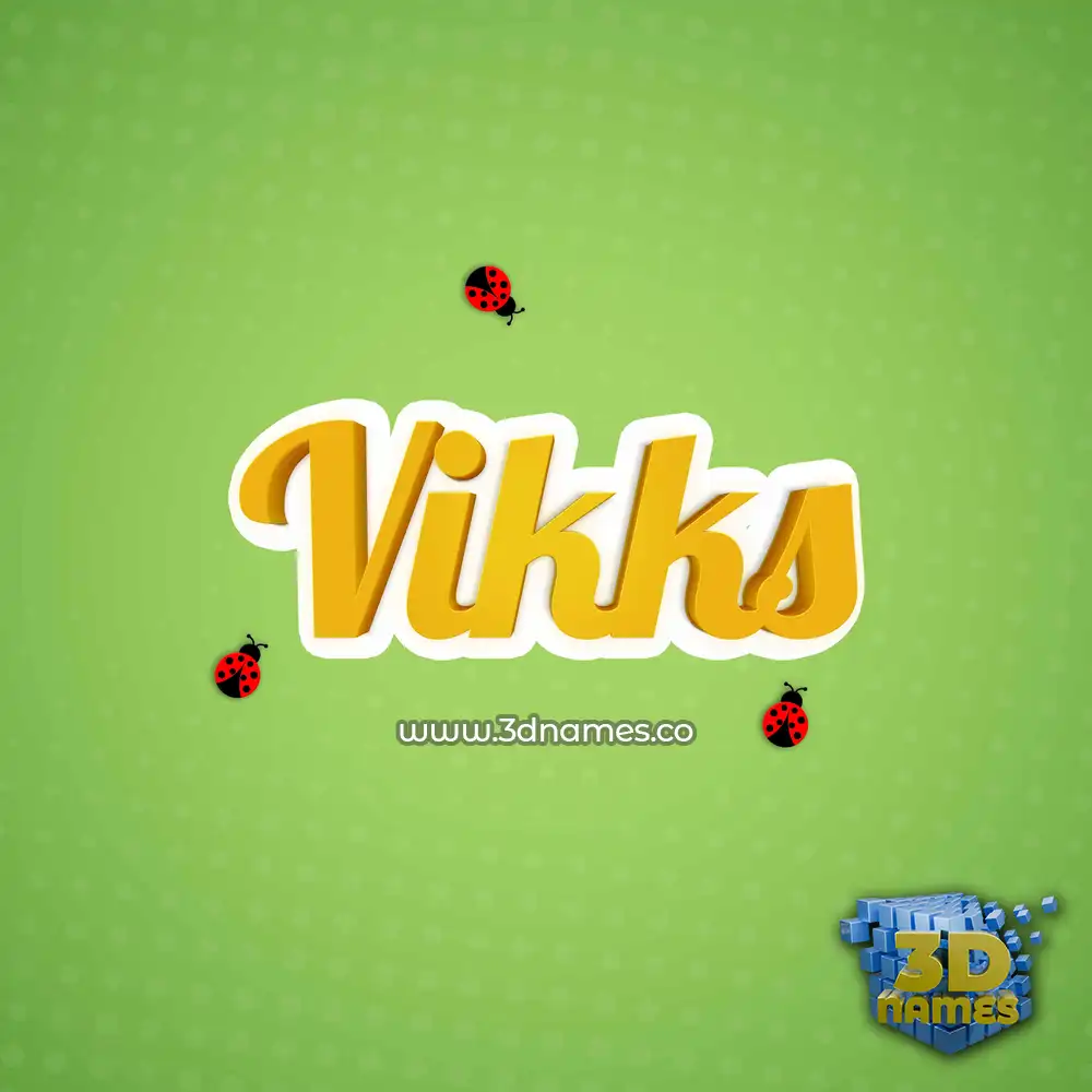 vikks in Ladybugs style - 3D name wallpaper