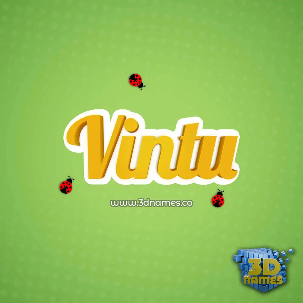 vintu in Ladybugs style - 3D name wallpaper