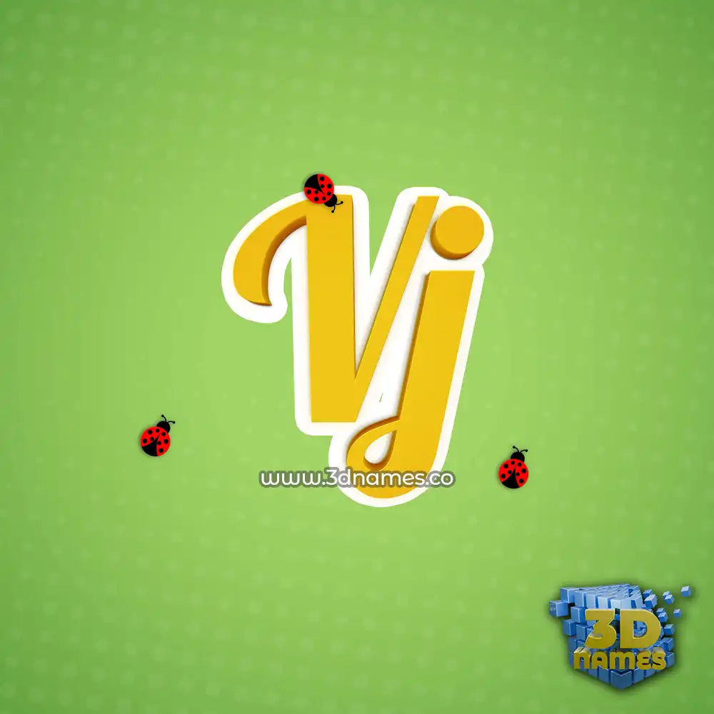 vj in Ladybugs style - 3D name wallpaper