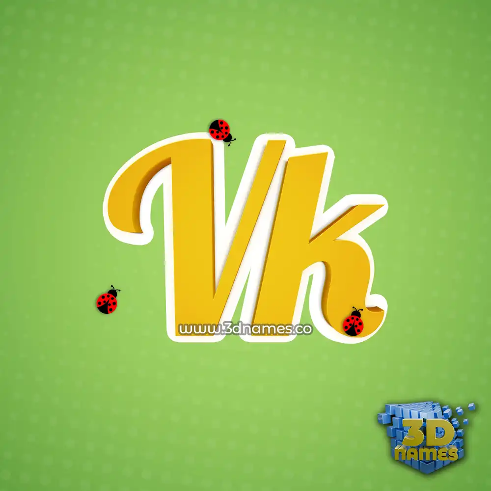 vk in Ladybugs style - 3D name wallpaper