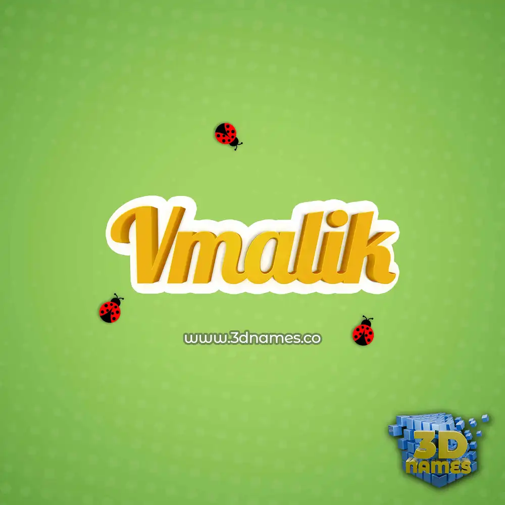 vmalik in Ladybugs style - 3D name wallpaper