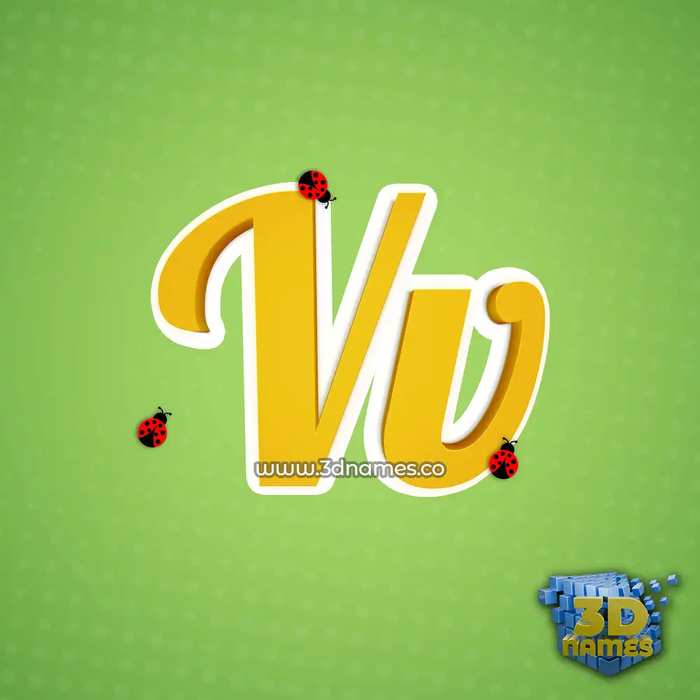 vv in Ladybugs style - 3D name wallpaper
