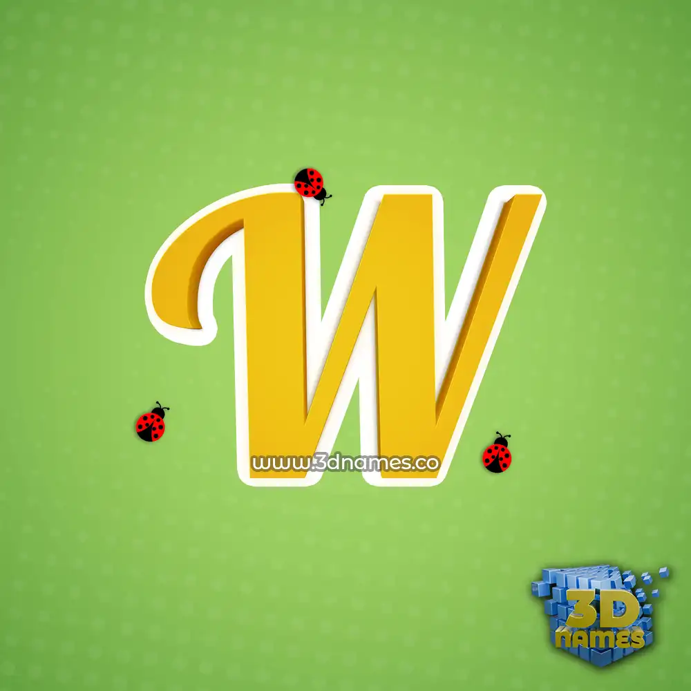 w in Ladybugs style - 3D name wallpaper