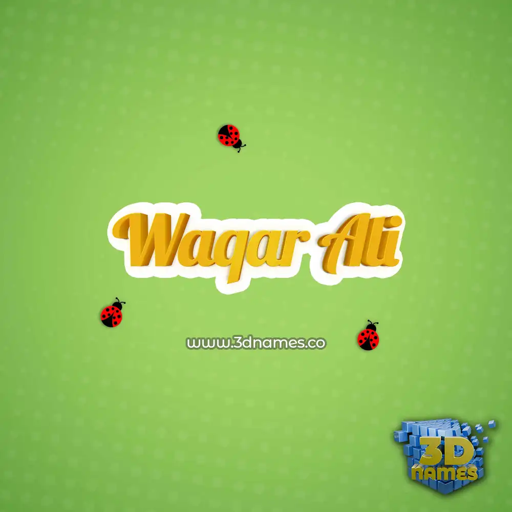 waqar ali in Ladybugs style - 3D name wallpaper