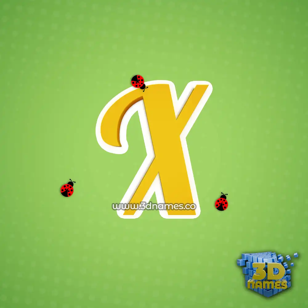 x in Ladybugs style - 3D name wallpaper