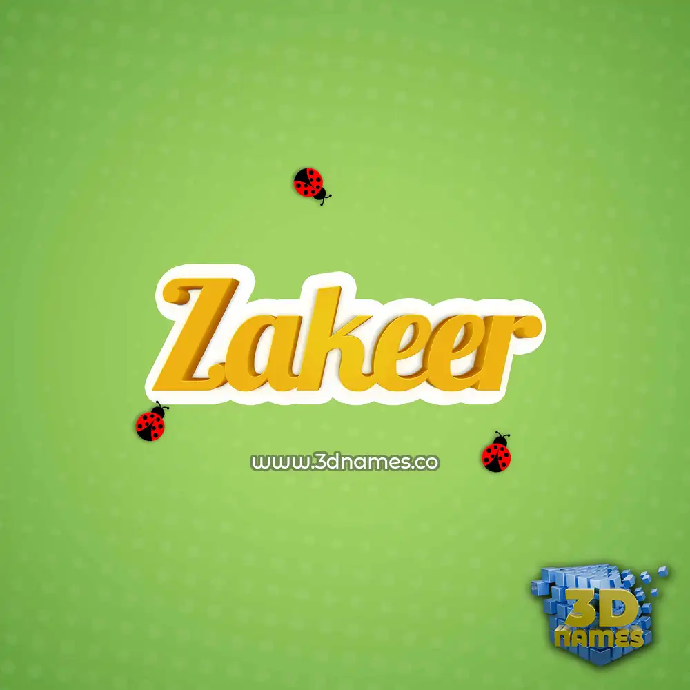 zakeer in Ladybugs style - 3D name wallpaper