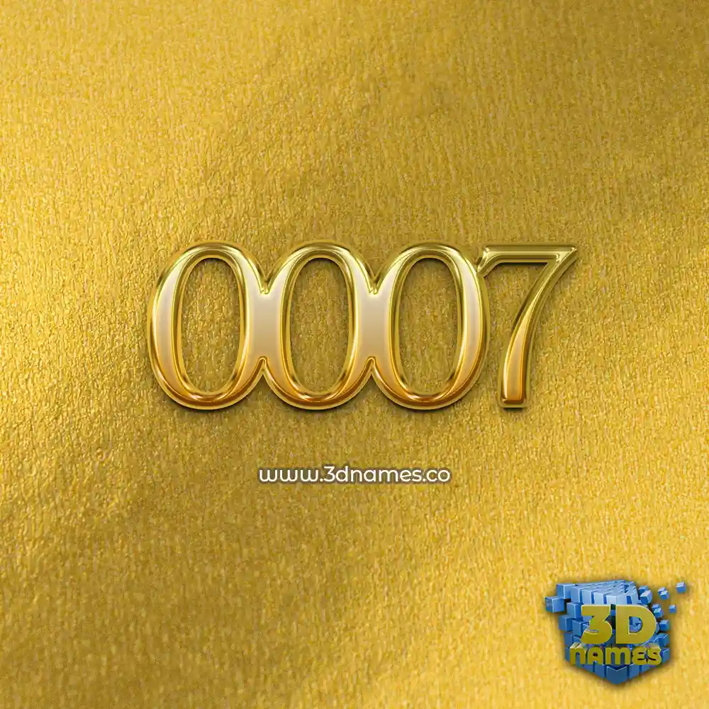 0007 in All Gold style - 3D name wallpaper