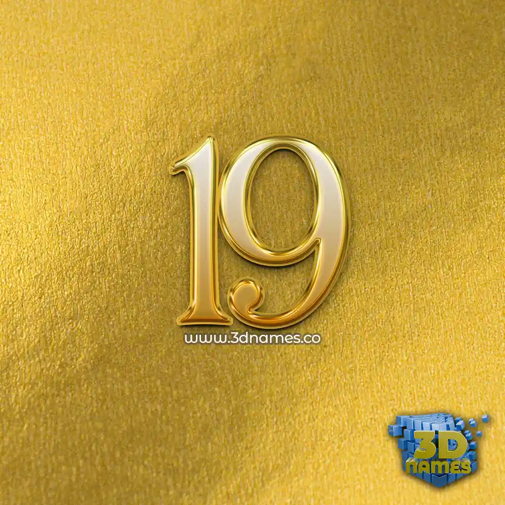 19 in All Gold style - 3D name wallpaper