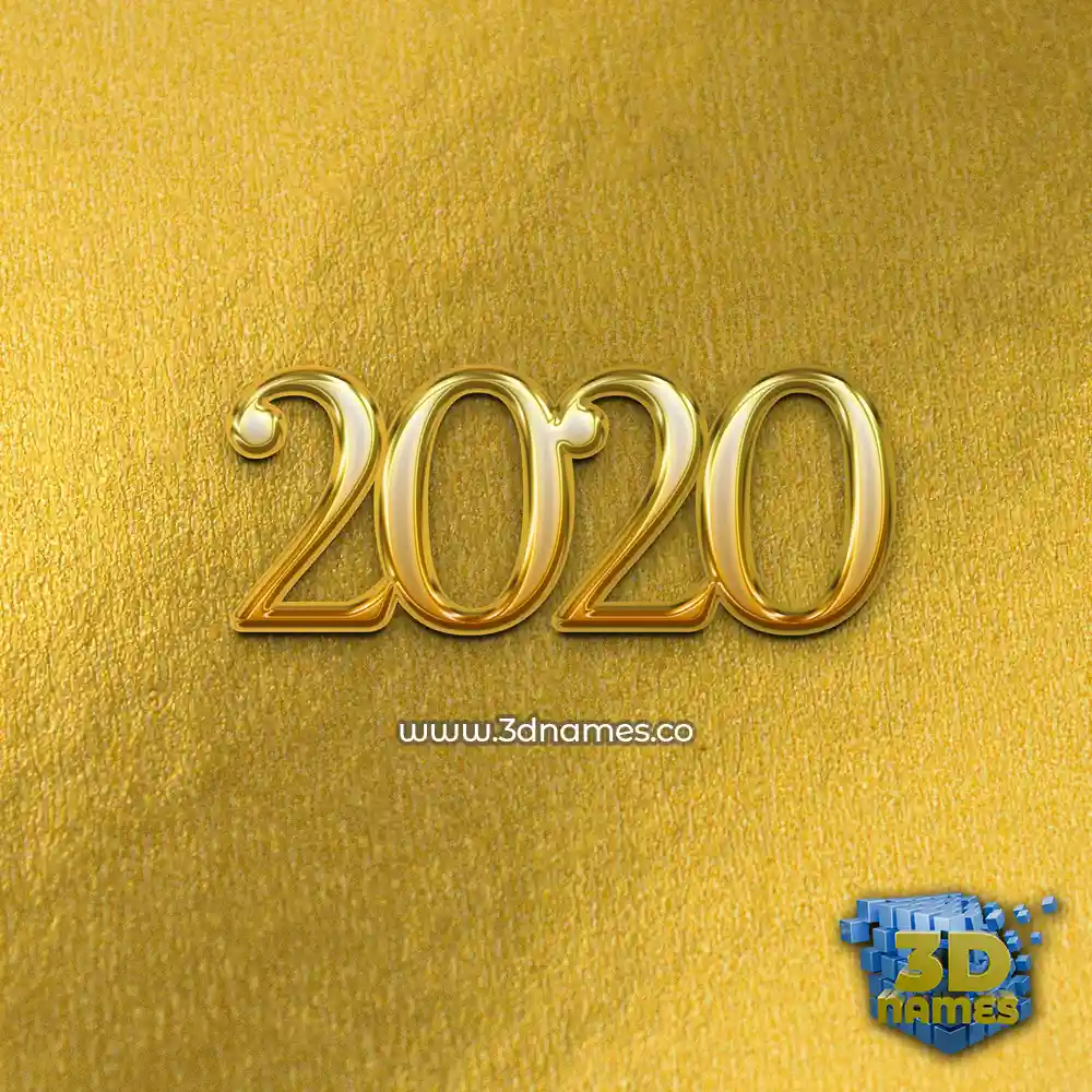 2020 in All Gold style - 3D name wallpaper