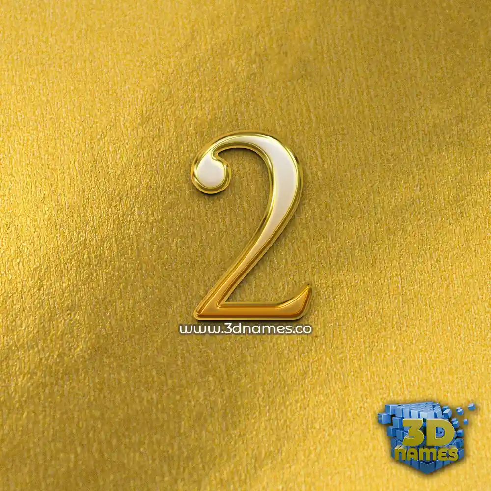 2 in All Gold style - 3D name wallpaper