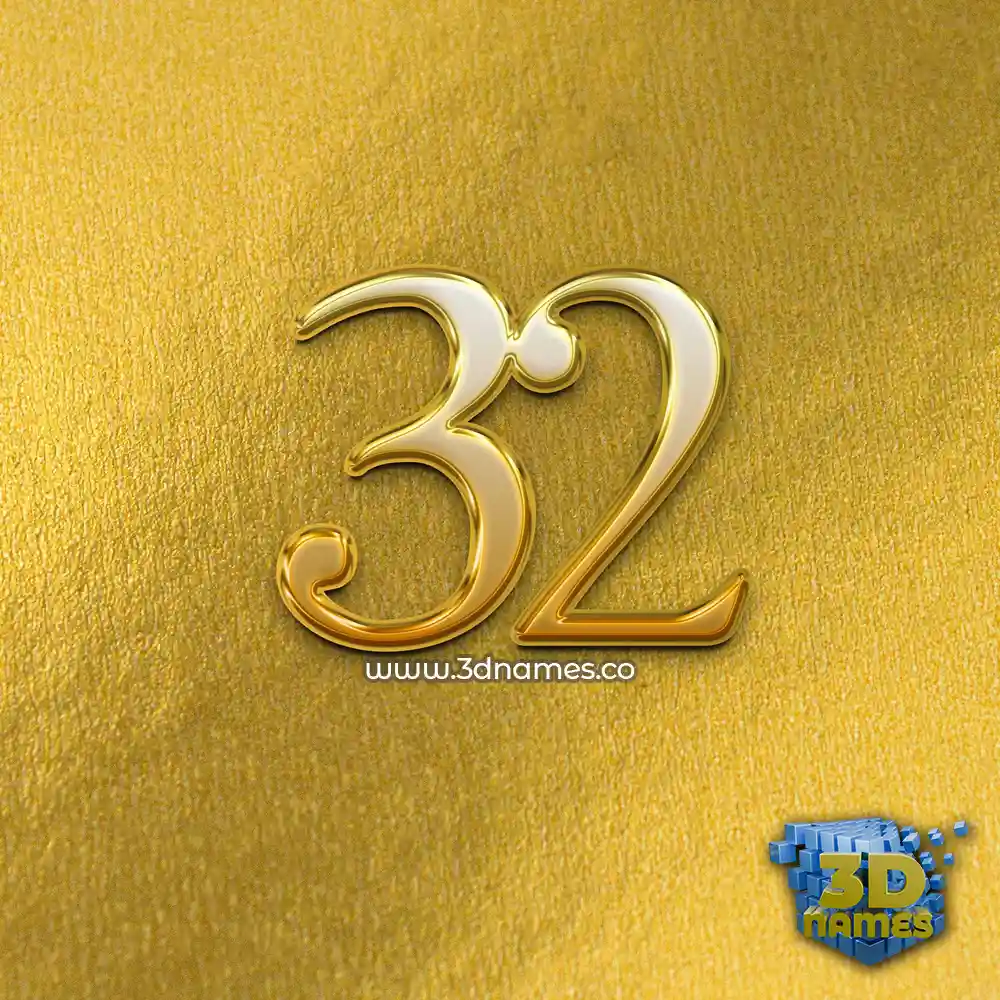 32 in All Gold style - 3D name wallpaper