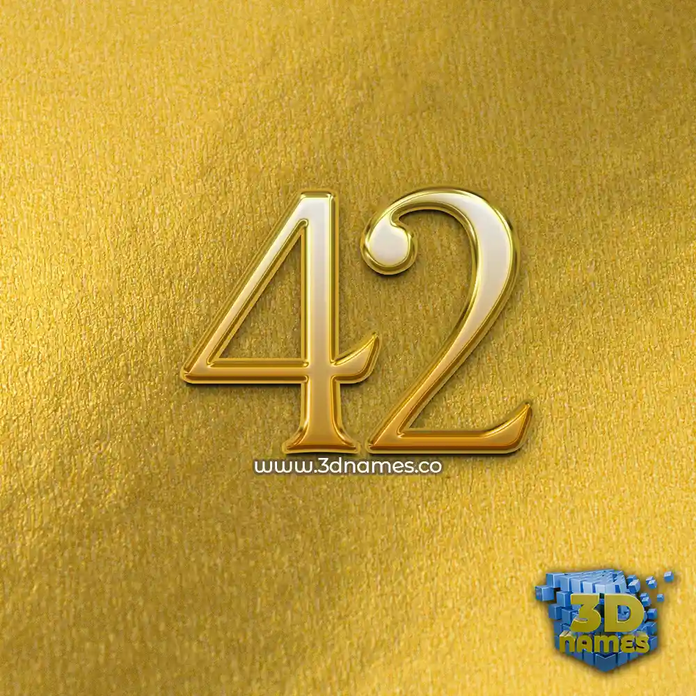 42 in All Gold style - 3D name wallpaper