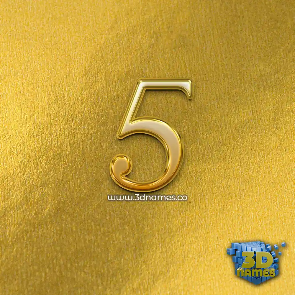 5 in All Gold style - 3D name wallpaper