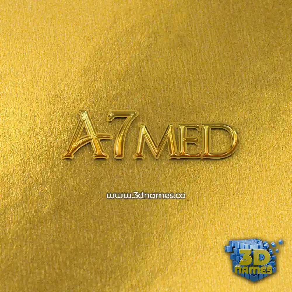 a7med in All Gold style - 3D name wallpaper