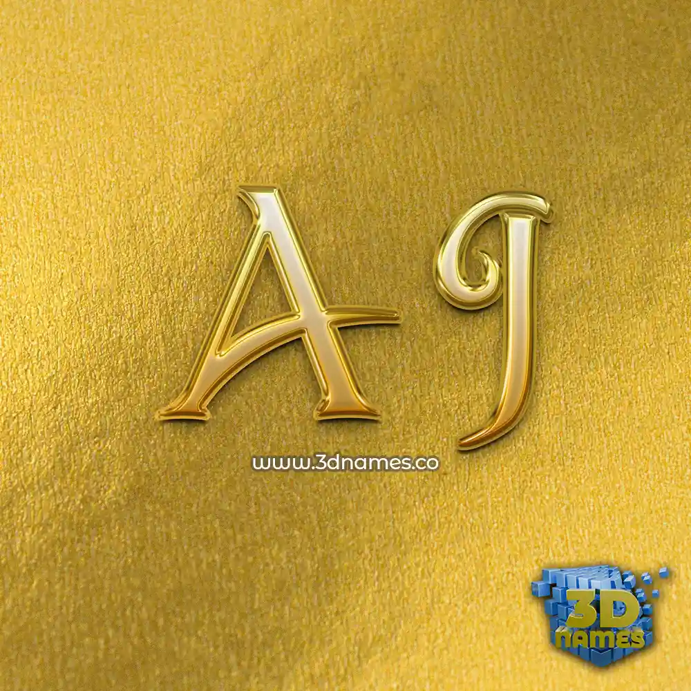 a j in All Gold style - 3D name wallpaper