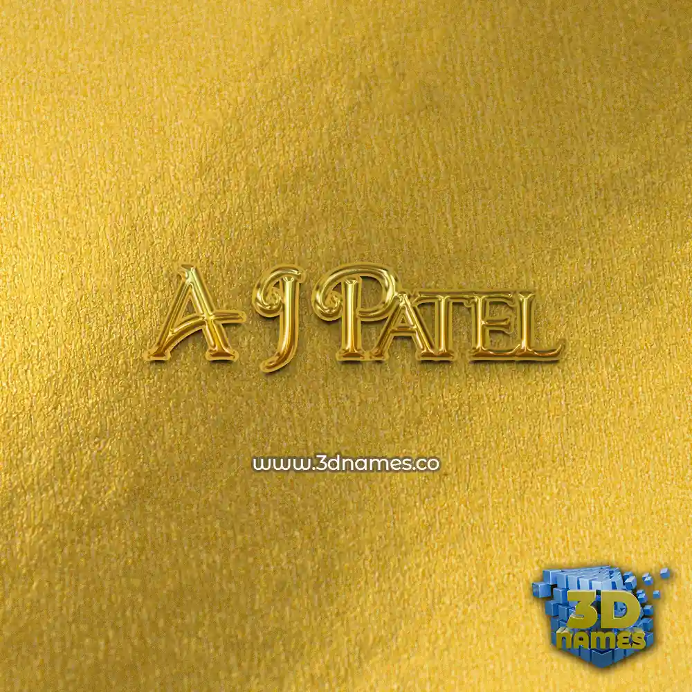a j patel in All Gold style - 3D name wallpaper