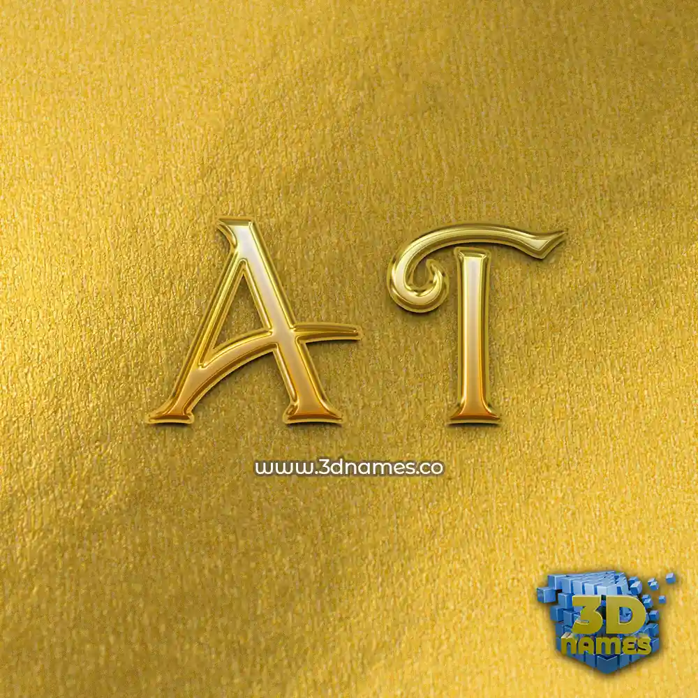 a t in All Gold style - 3D name wallpaper