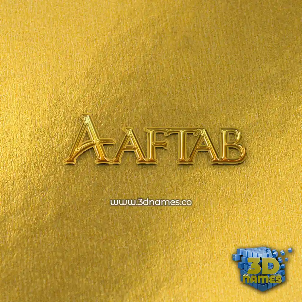 aaftab in All Gold style - 3D name wallpaper