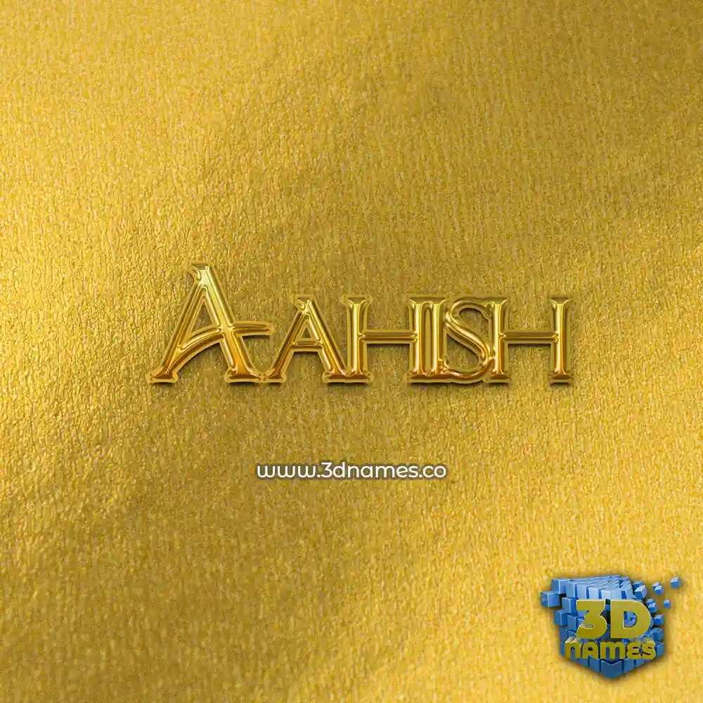 aahish in All Gold style - 3D name wallpaper