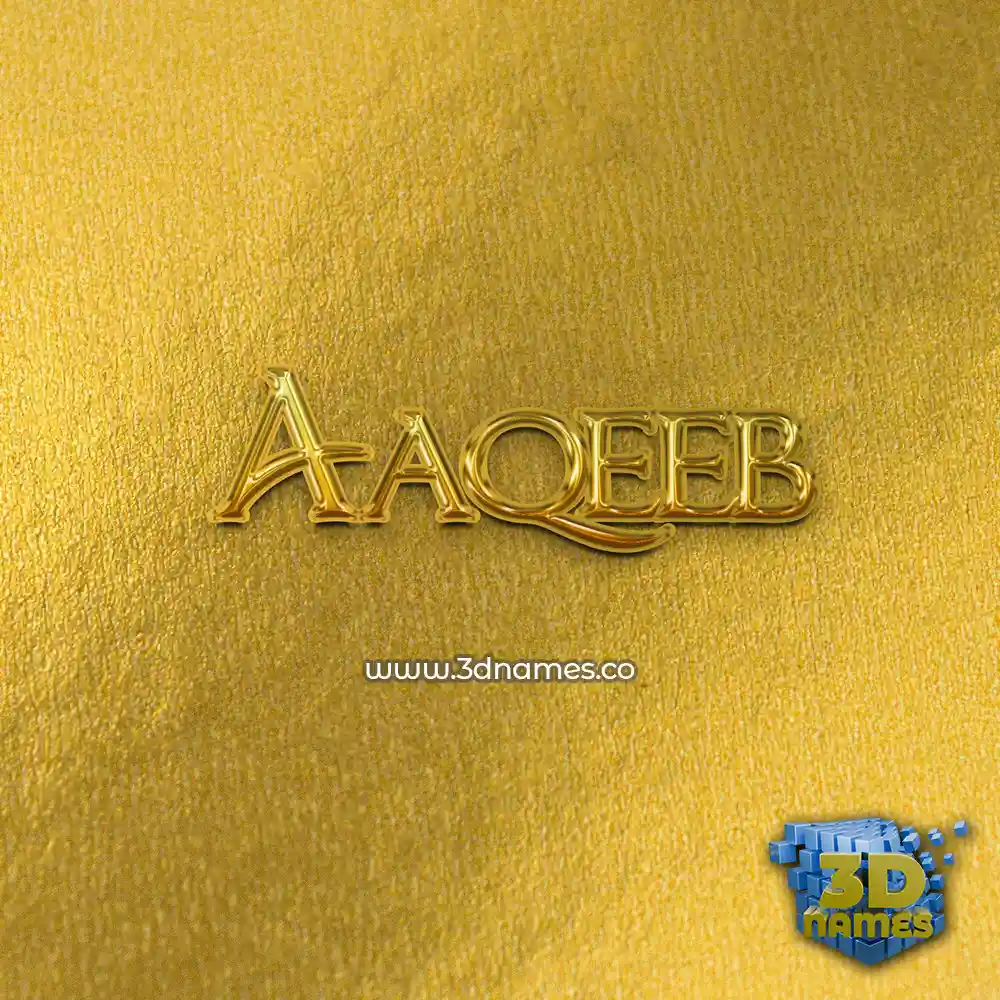 aaqeeb in All Gold style - 3D name wallpaper
