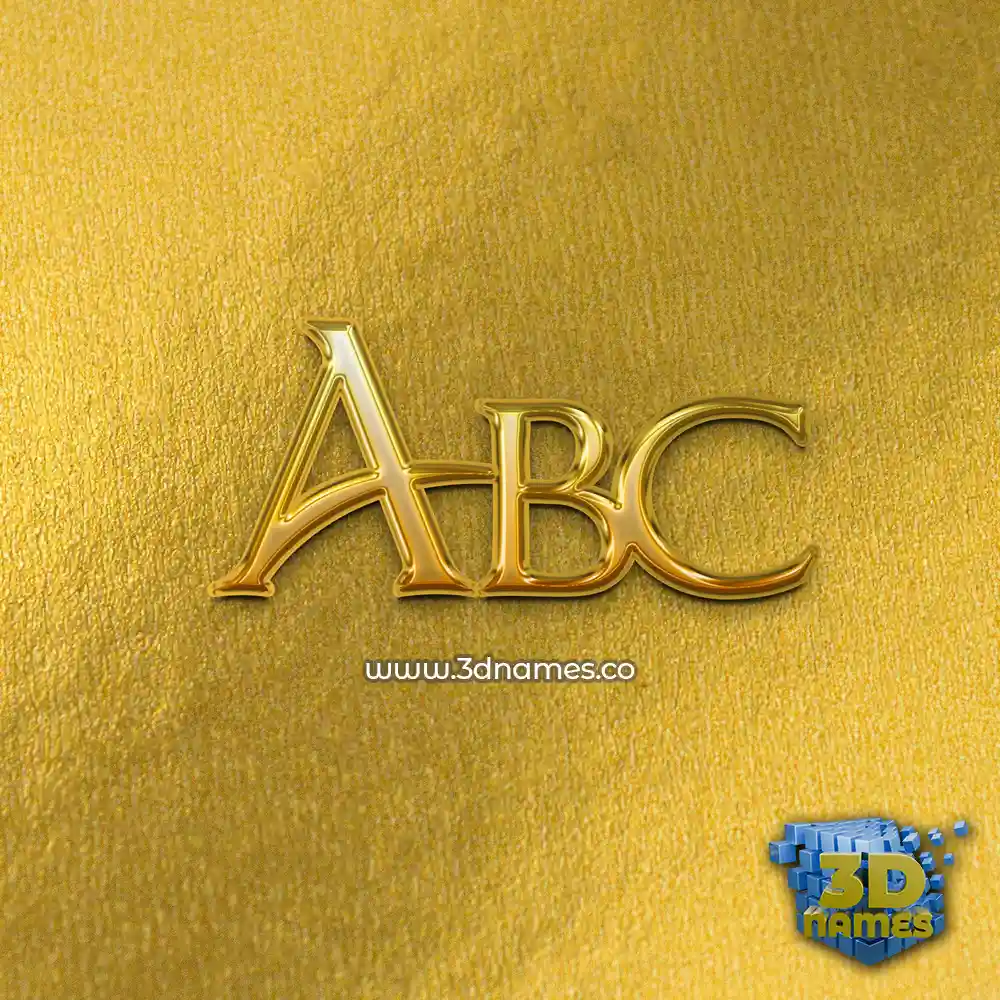 abc in All Gold style - 3D name wallpaper