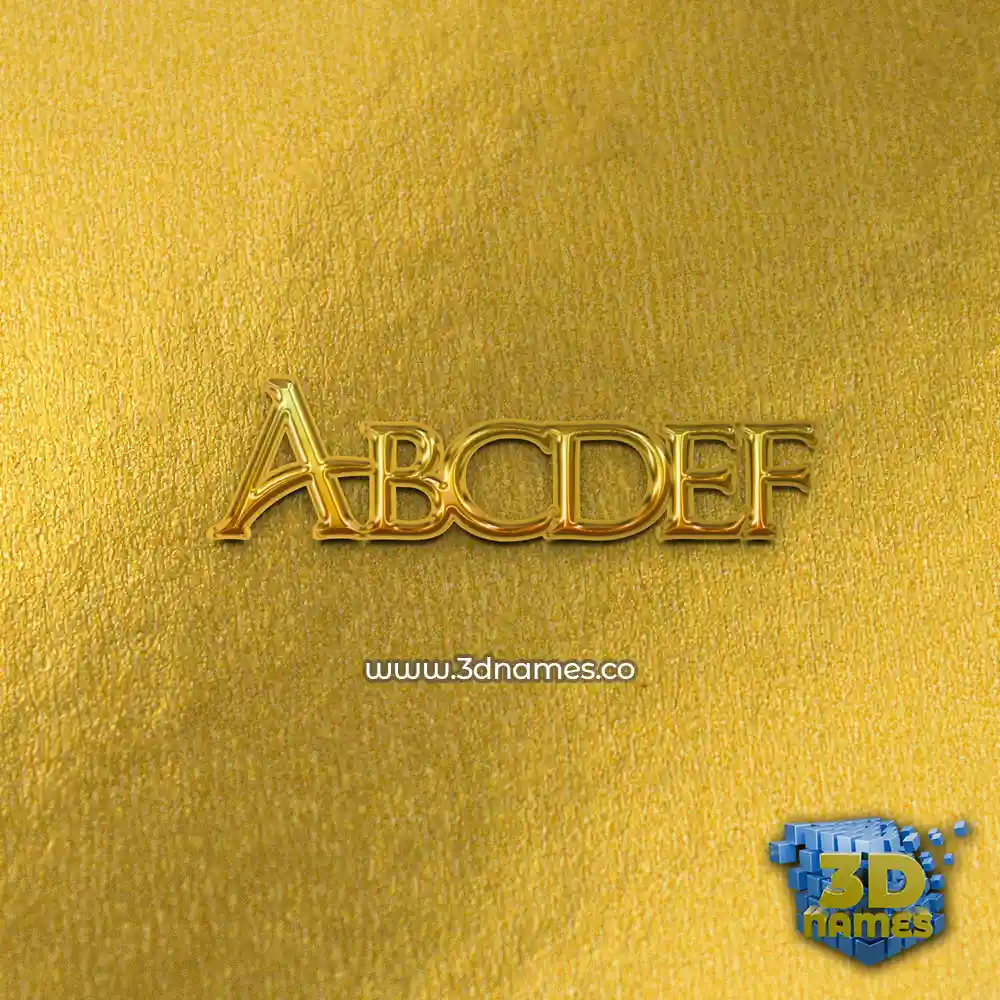 abcdef in All Gold style - 3D name wallpaper