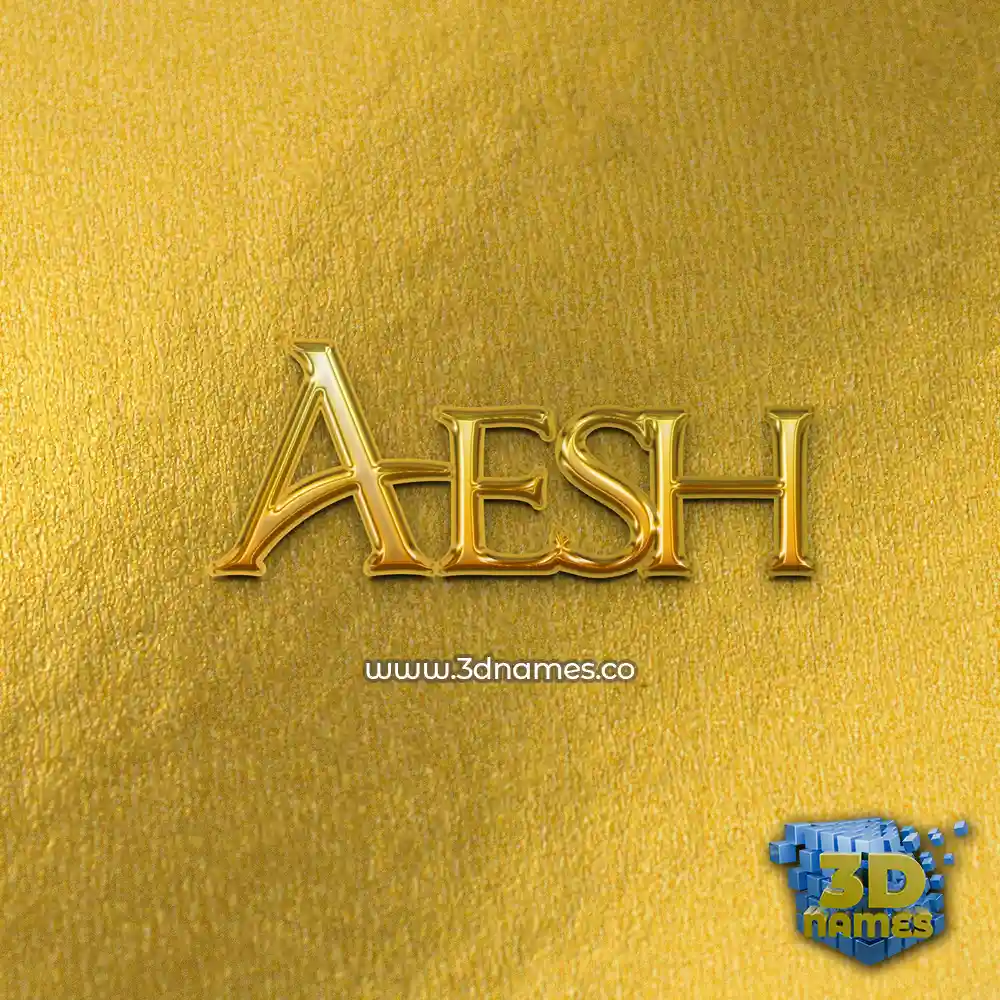 aesh in All Gold style - 3D name wallpaper