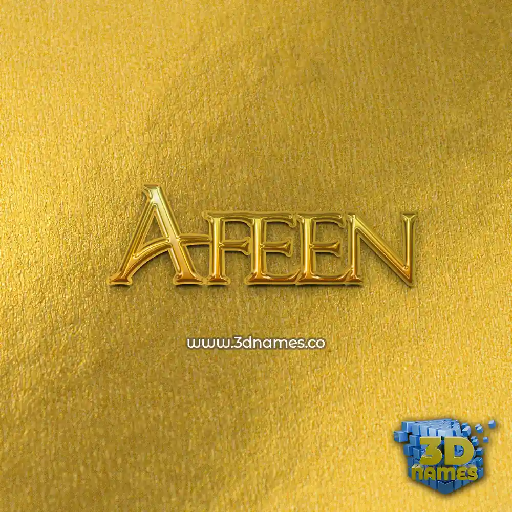 afeen in All Gold style - 3D name wallpaper
