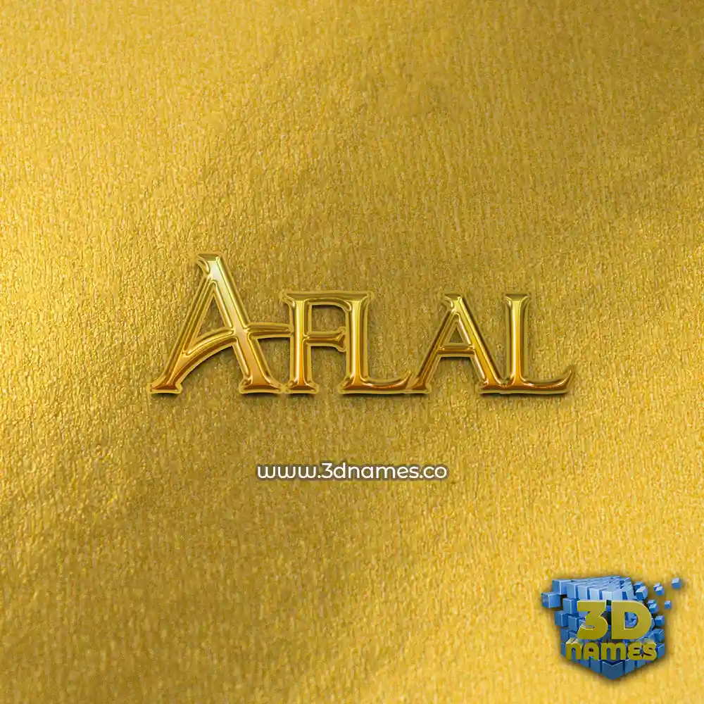 aflal in All Gold style - 3D name wallpaper