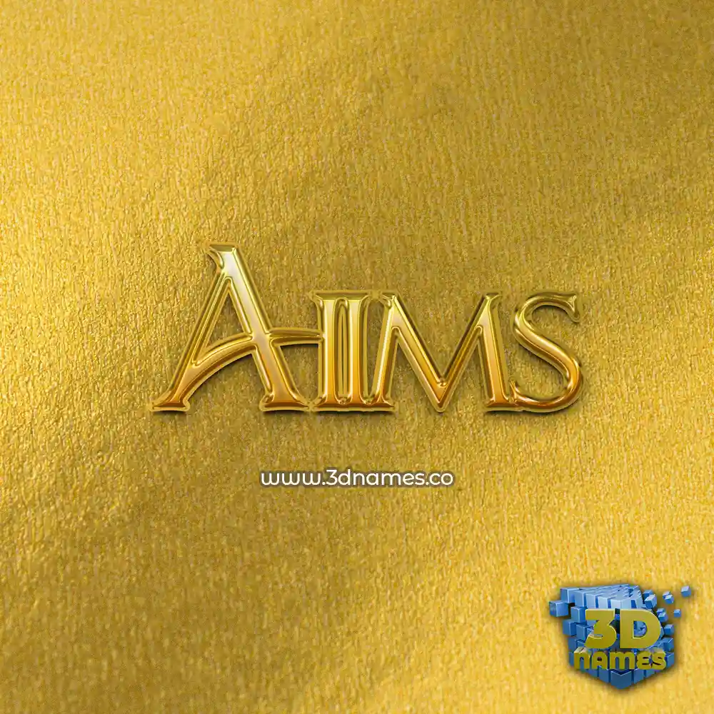 aiims in All Gold style - 3D name wallpaper