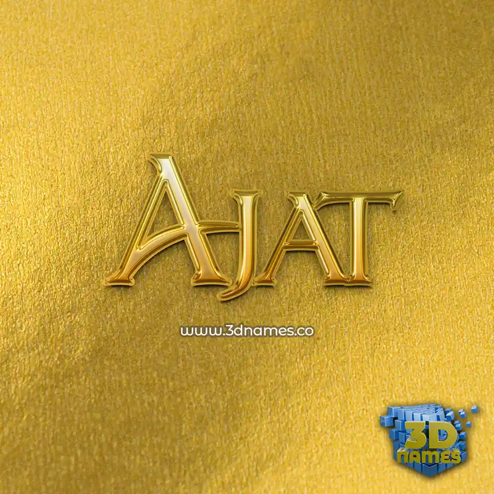 ajat in All Gold style - 3D name wallpaper