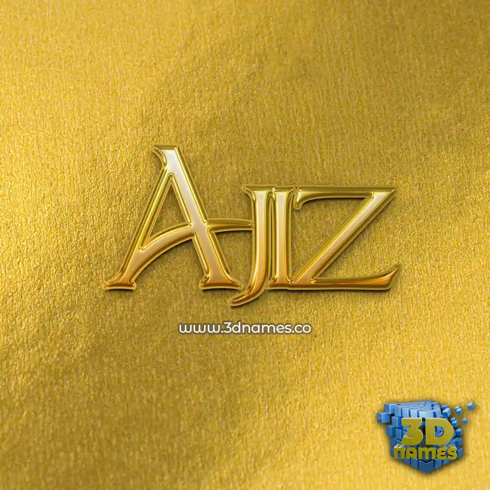 ajiz in All Gold style - 3D name wallpaper