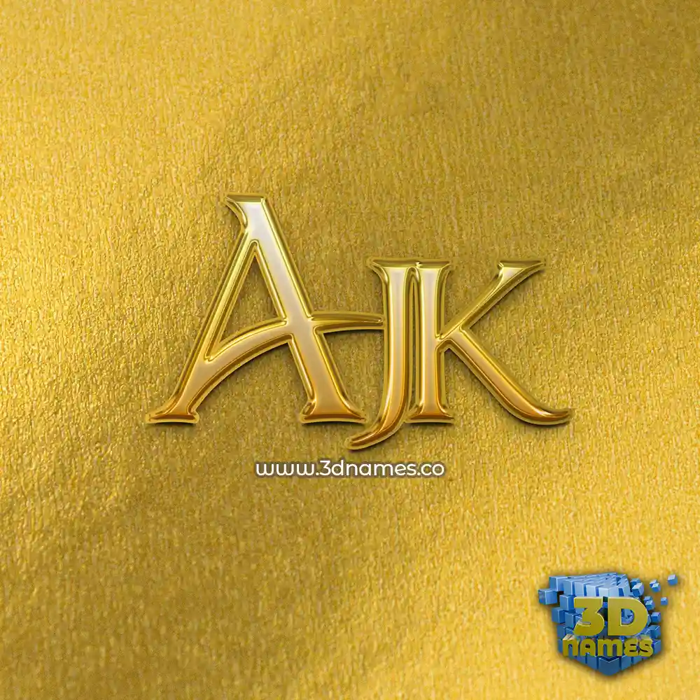 ajk in All Gold style - 3D name wallpaper