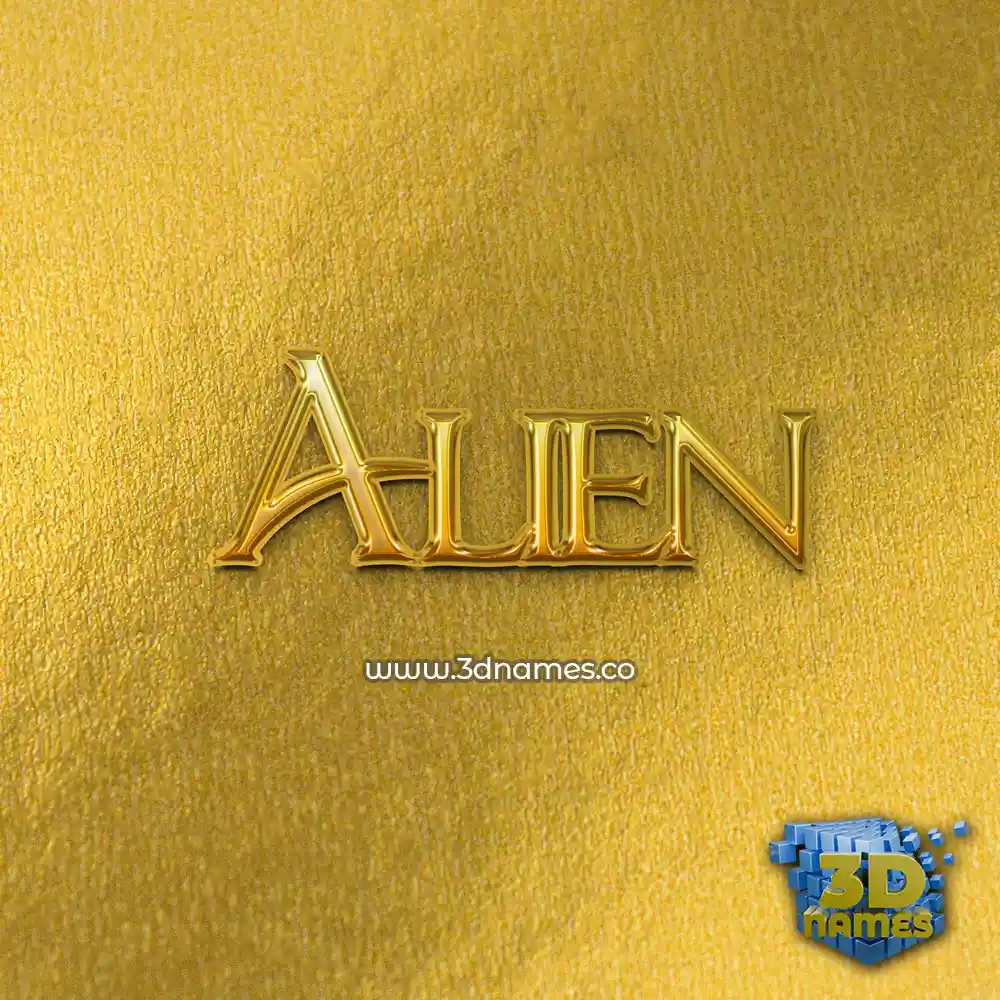 alien in All Gold style - 3D name wallpaper