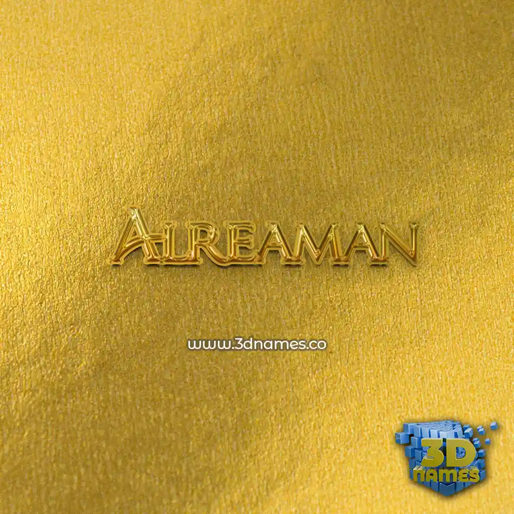 alreaman in All Gold style - 3D name wallpaper