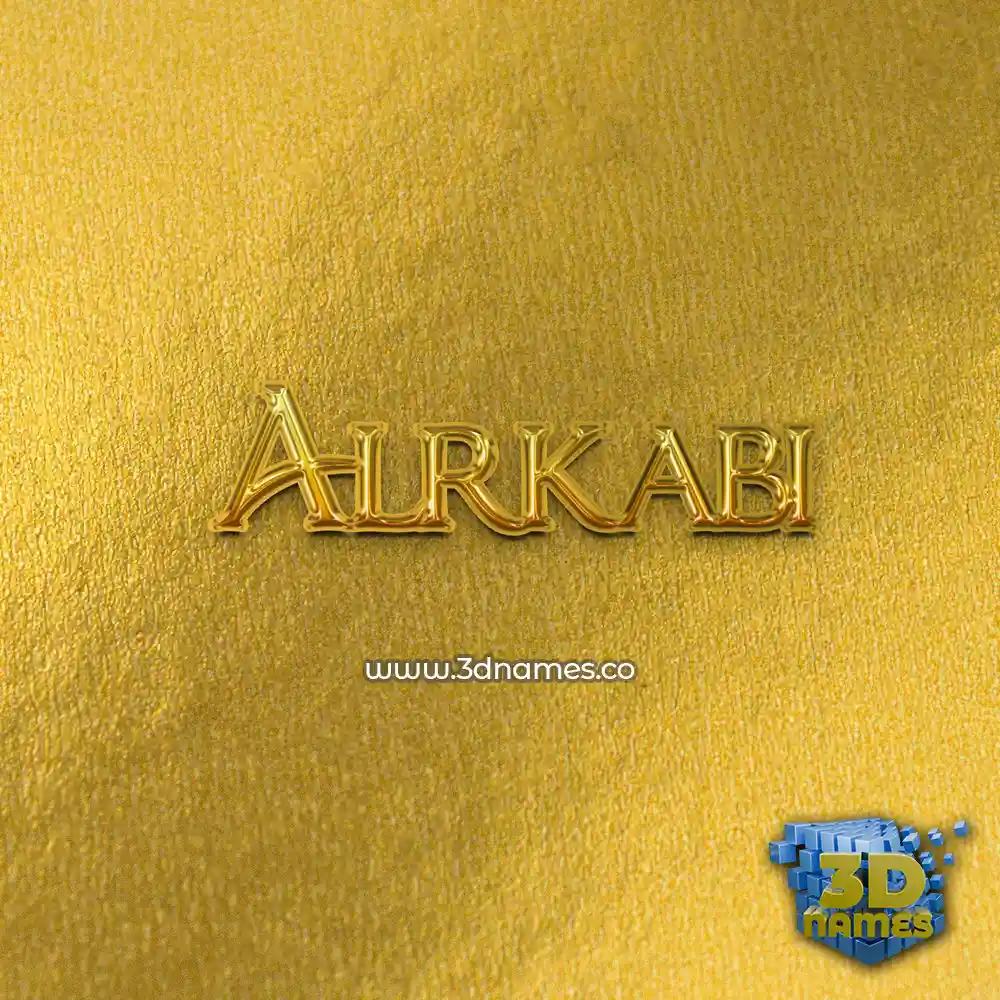 alrkabi in All Gold style - 3D name wallpaper