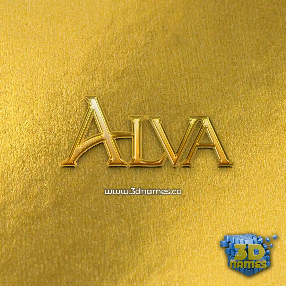 alva in All Gold style - 3D name wallpaper