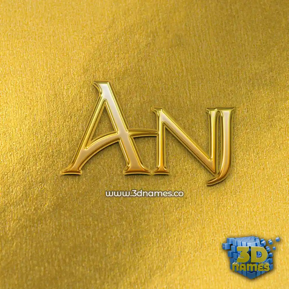 anj in All Gold style - 3D name wallpaper