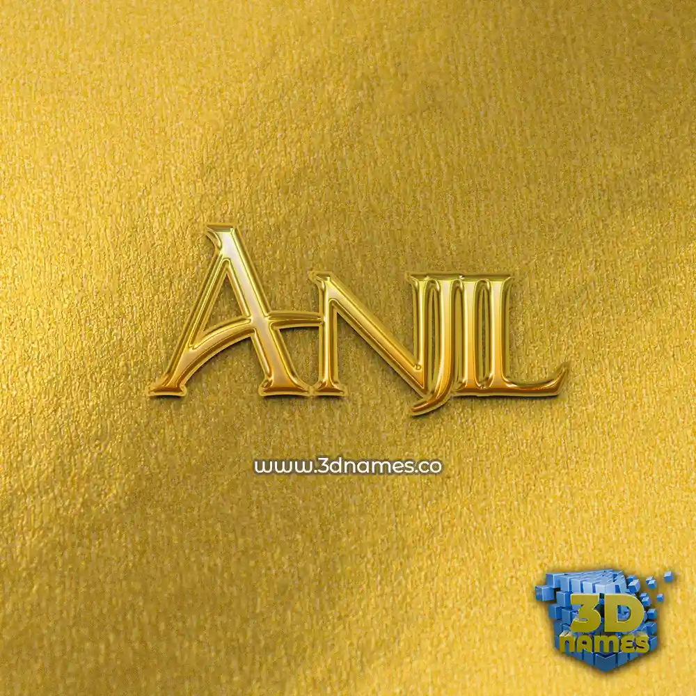 anjil in All Gold style - 3D name wallpaper