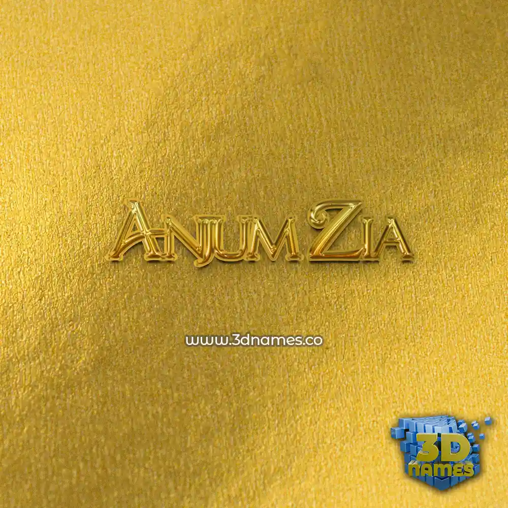 anjum zia in All Gold style - 3D name wallpaper