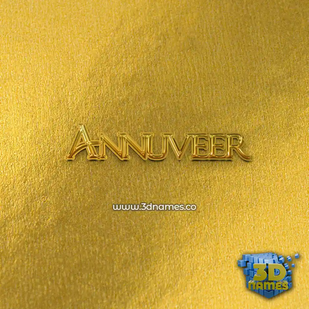 annuveer in All Gold style - 3D name wallpaper