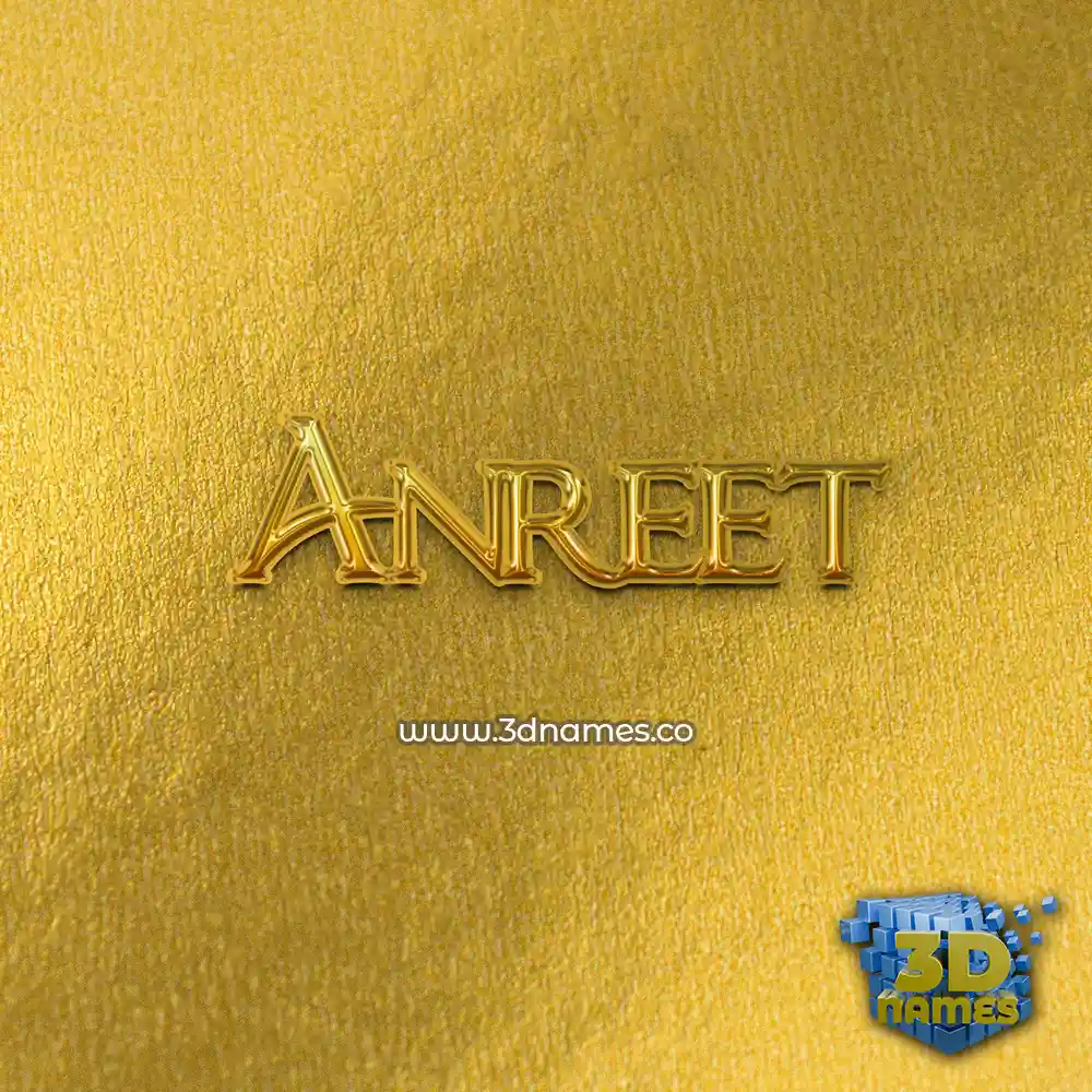 anreet in All Gold style - 3D name wallpaper