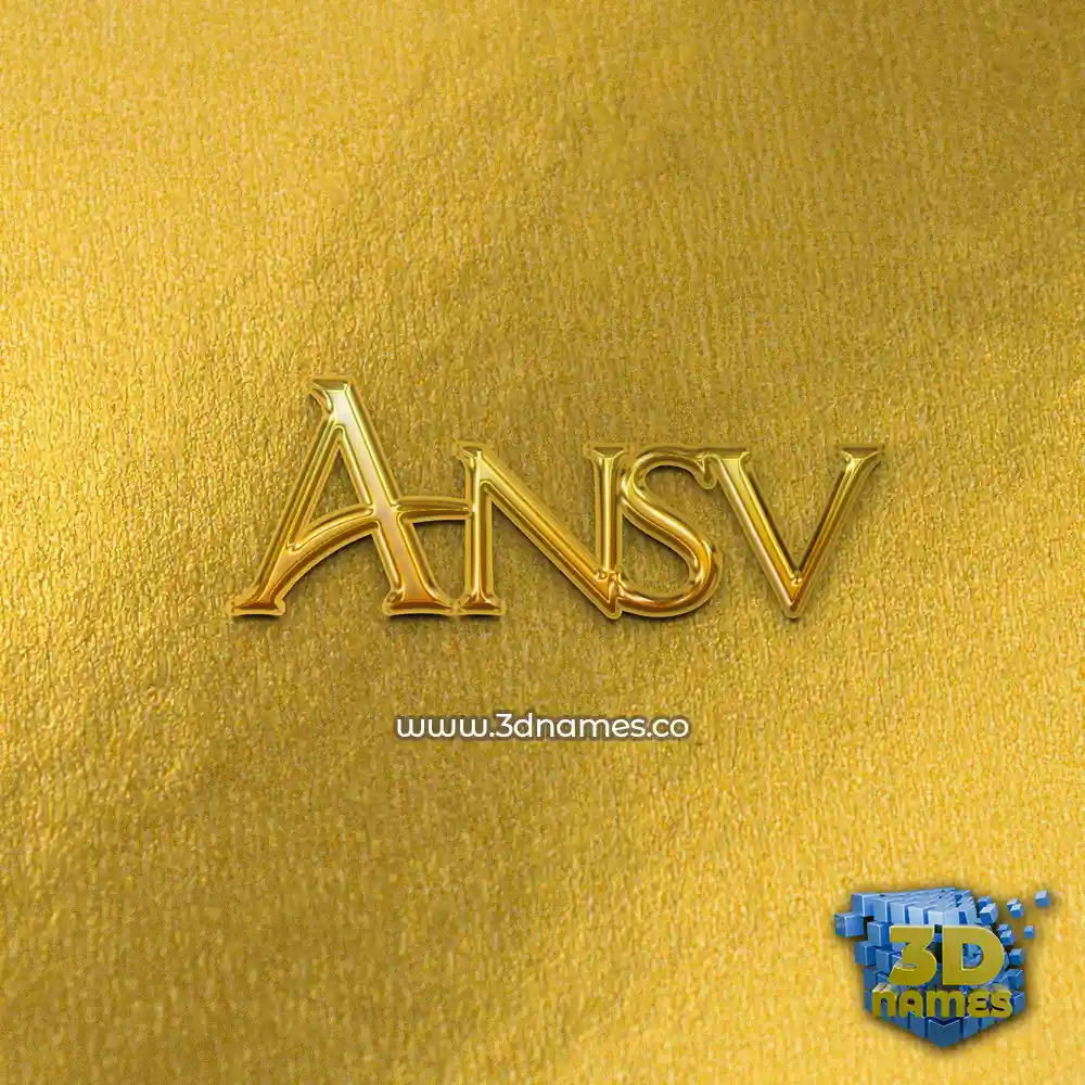 ansv in All Gold style - 3D name wallpaper