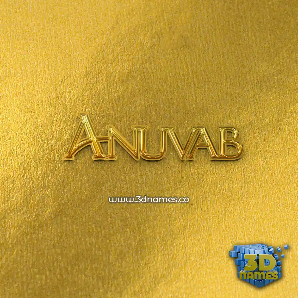 anuvab in All Gold style - 3D name wallpaper
