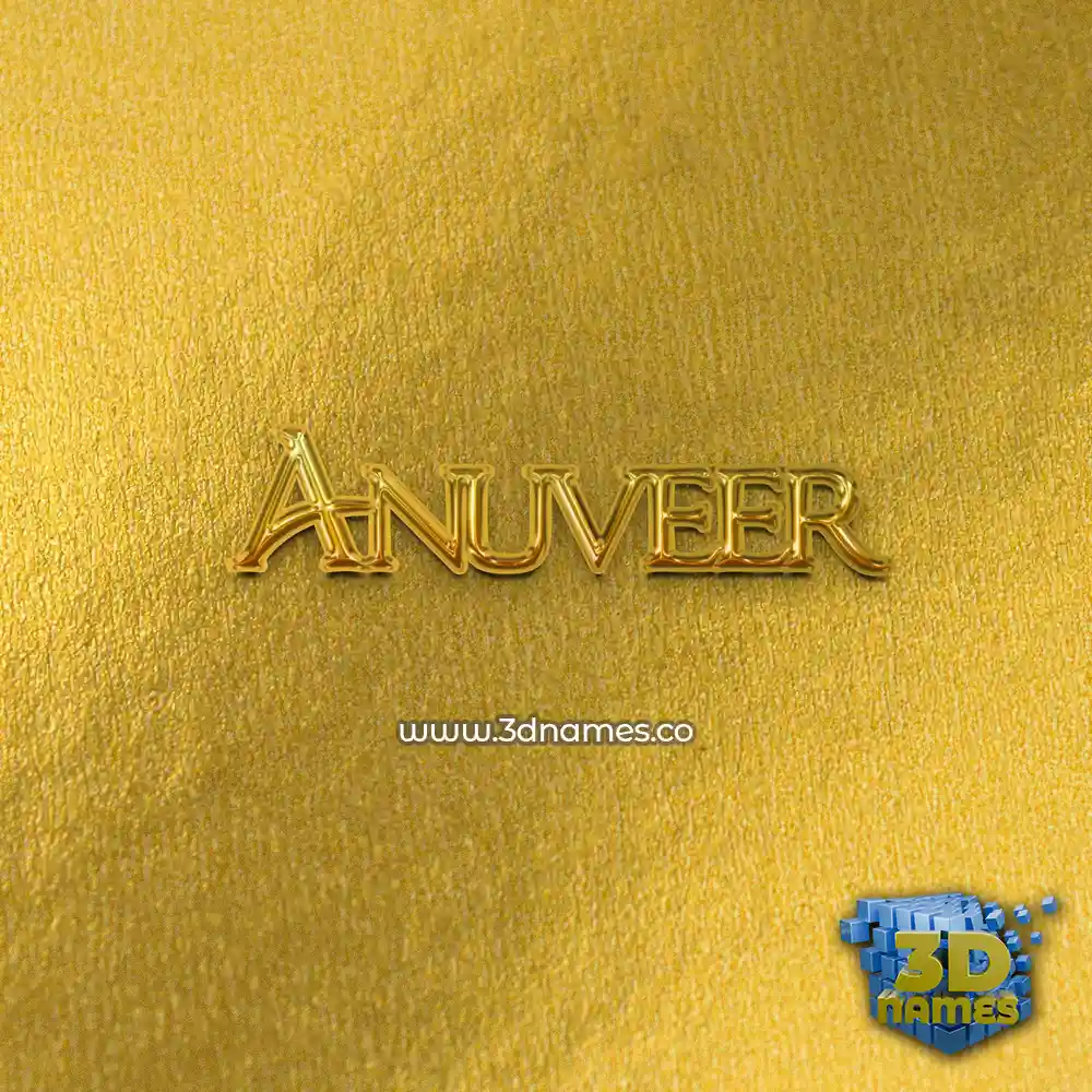 anuveer in All Gold style - 3D name wallpaper