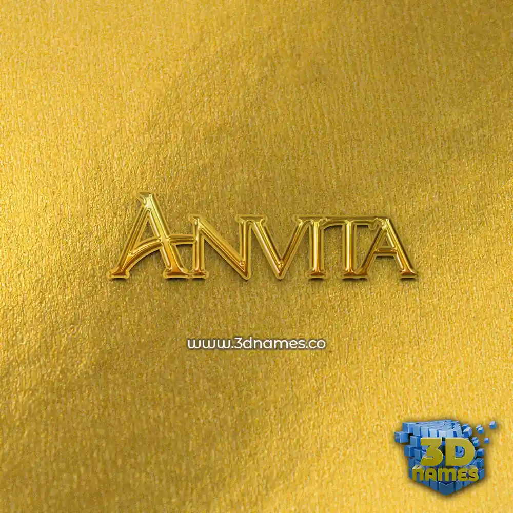 anvita in All Gold style - 3D name wallpaper