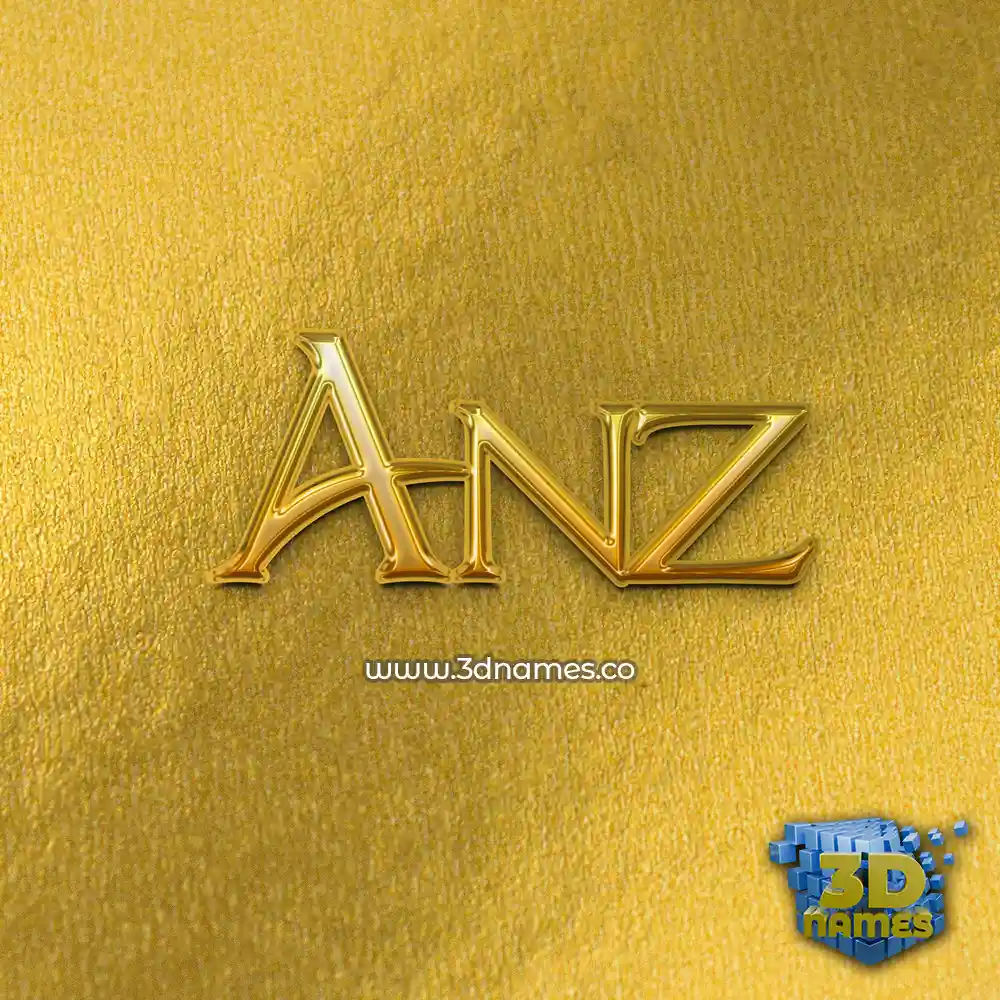 anz in All Gold style - 3D name wallpaper